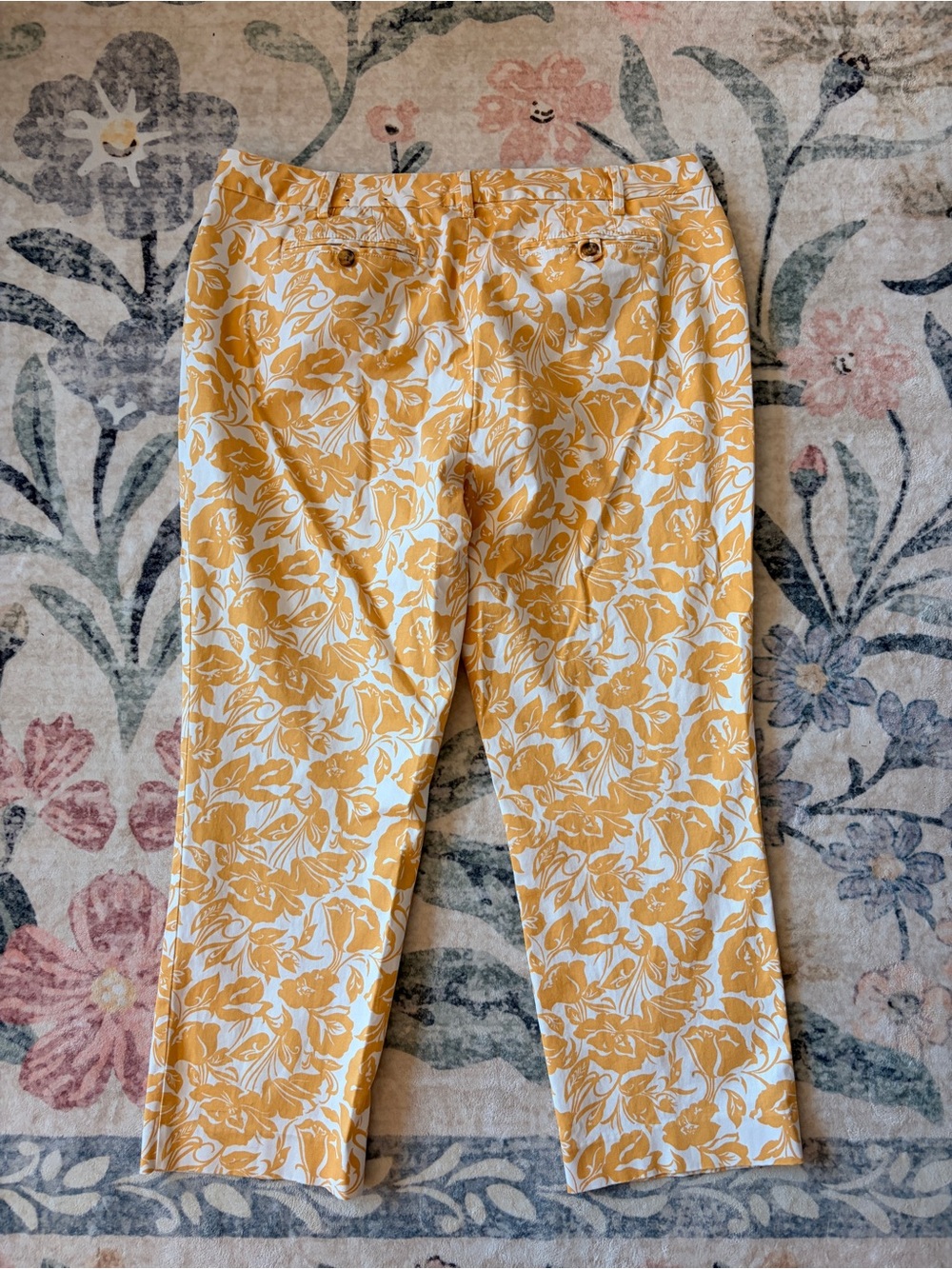 Lands' End White Straight-Leg Pants with Yellow Print - Picture 10 of 10